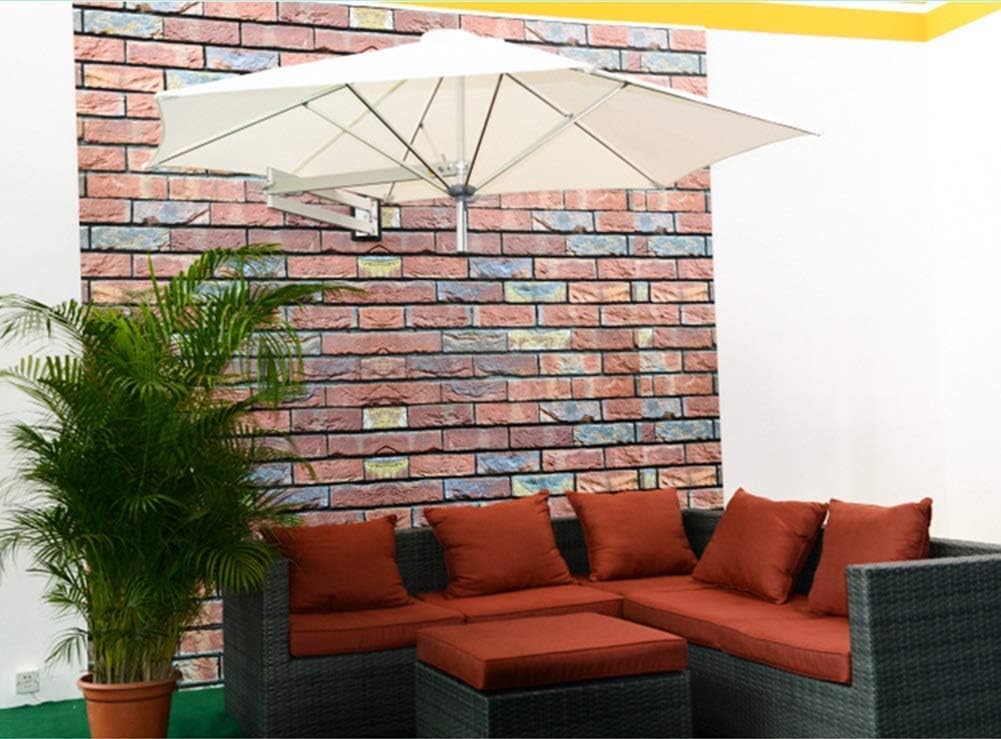 Parasols Wall-Mounted Aluminium Patio Umbrella - Outdoor Garden Balcony Tilting Sunshade Umbrella, 7ft / 220cm (Color : Off-White)