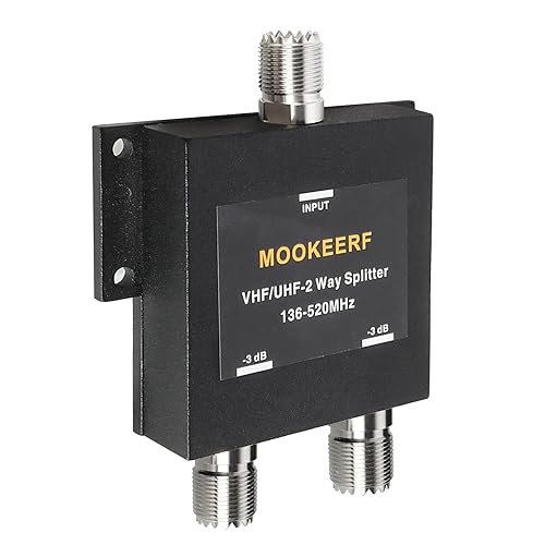 Miniatura 5 de Divisor de 2 vías UHF hembra (SO239) Conector 50 Ohm VHF/UHF Divisor para radio bidireccional de 136/520MHz Amateur/Ham/CB (no para TV)