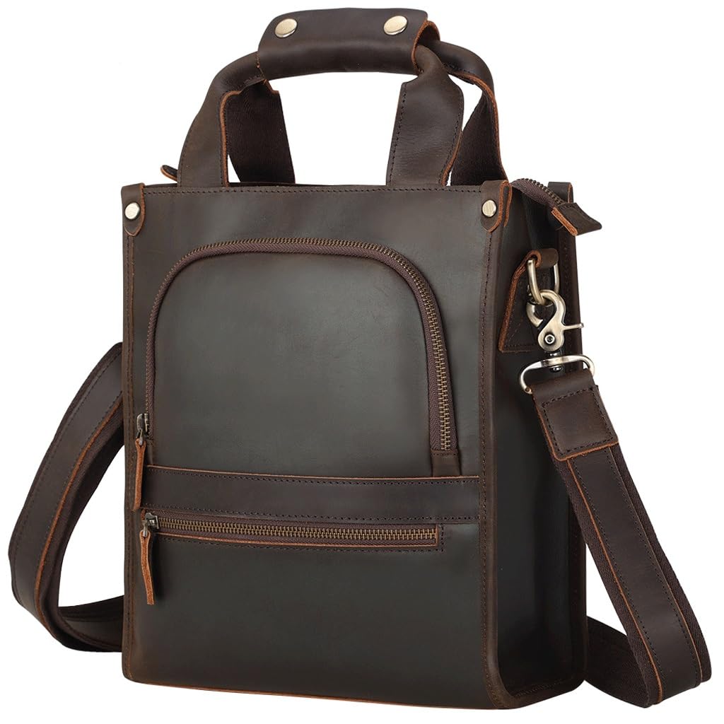Sac à bandoulière en cuir vertical de grande capacité pour homme