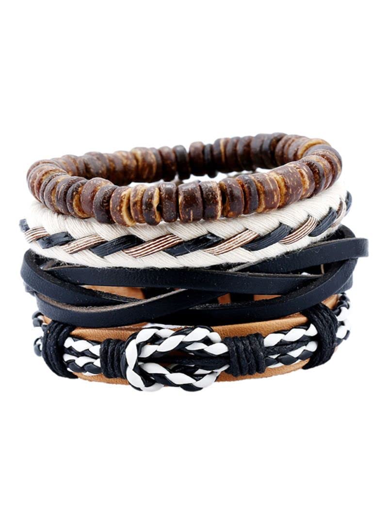 COOLBABYSet Of 4 Leather Braided Bracelets