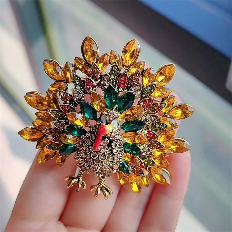 Thanksgiving Fall Brooch Lapel Pins for Women Men Sparkling Rhinestone Turkey Brooches Pin Cute Clothes Bag Accessories Holiday Party Christmas Jewelry Gift image 5