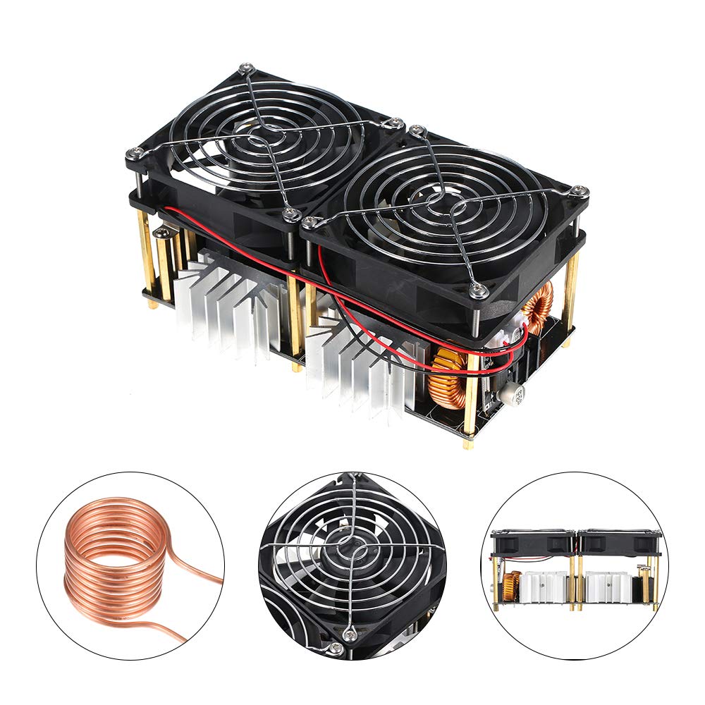Induktionsheizplatine, 1800W 40A 12V-48V ZVS Hochfrequenz Induktionserwärmung Induktionsheizungsausschöpfermodul DIY Flyback Driver Heizung Gute Wärmeableitung mit Spulenzubehör Treiberheizung