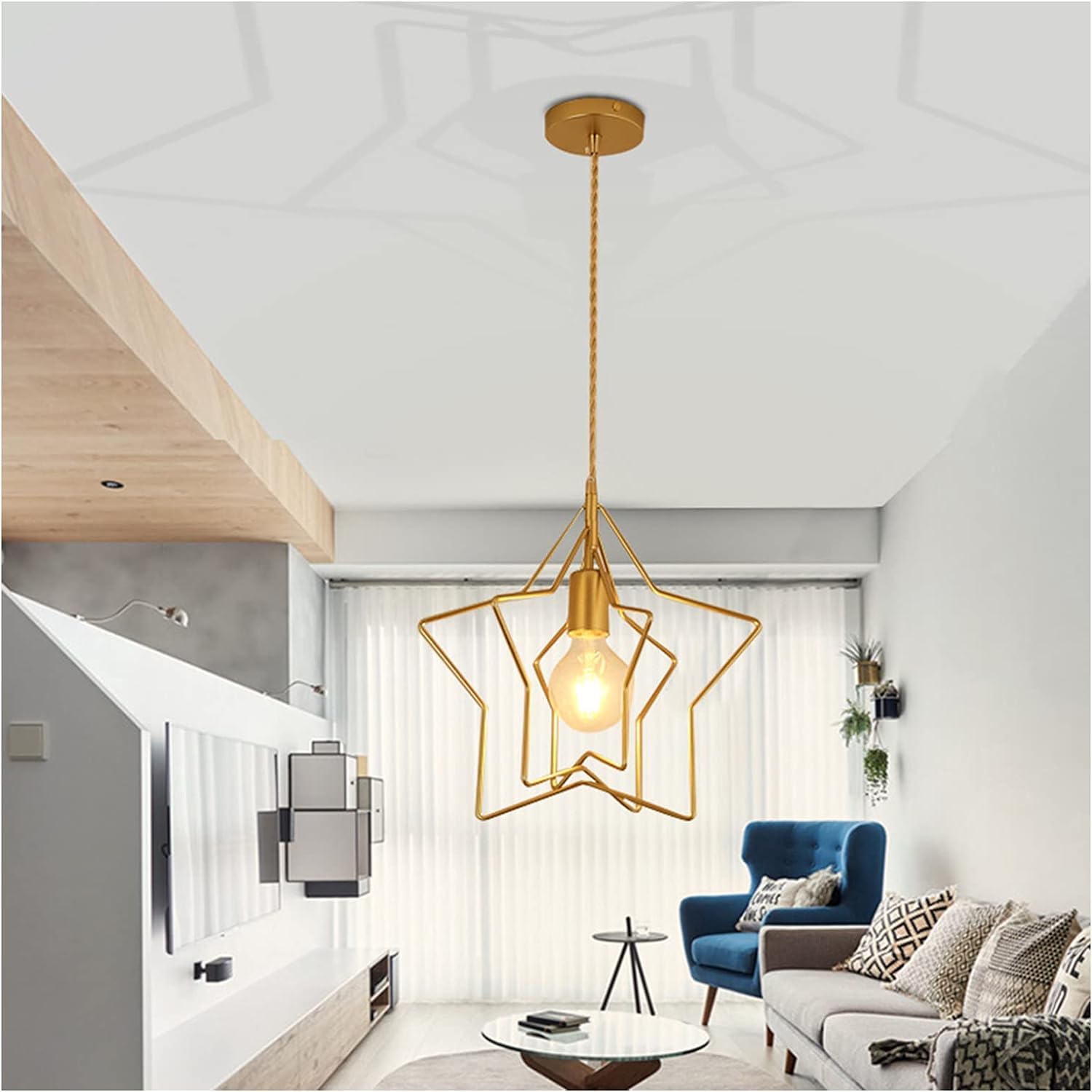Lustres LED en fer doré à lampe frontale unique salon