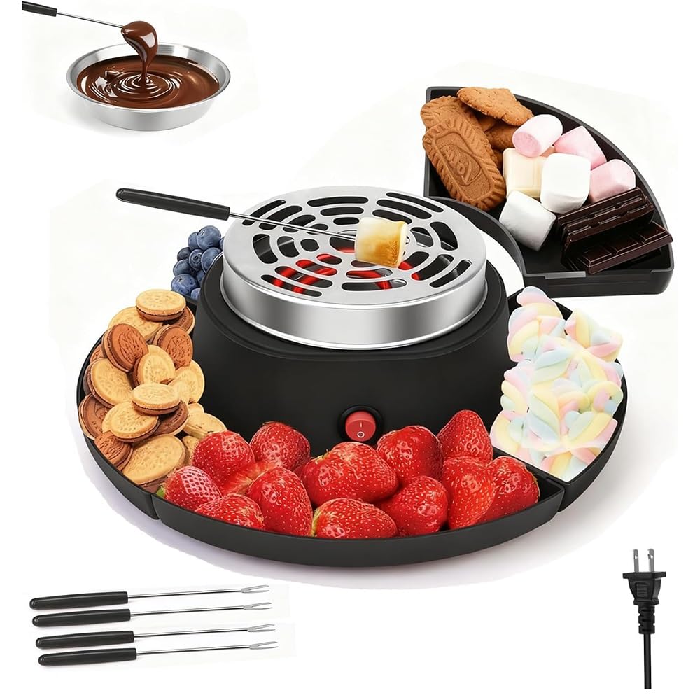 Elektryczny przyrząd do fondue z regulowaną temperaturą i płytą nieprzywierającą, idealny na imprezy i spotkania