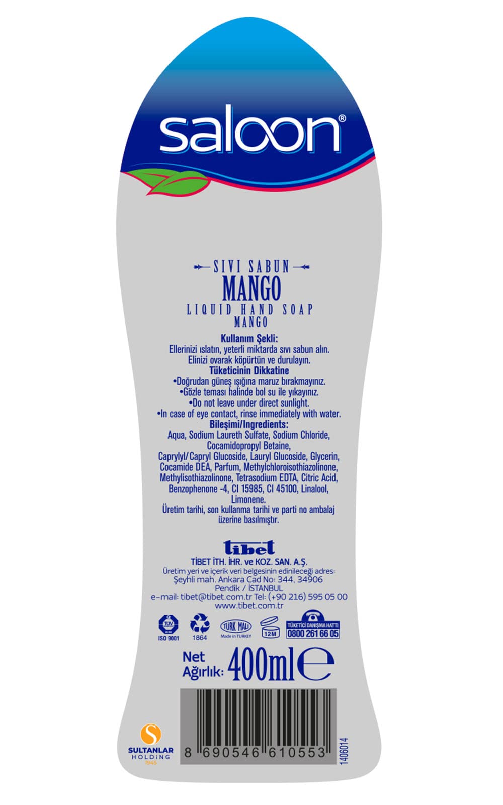 SALOON SIVI SABUN MANGO 400 ML 2li paket