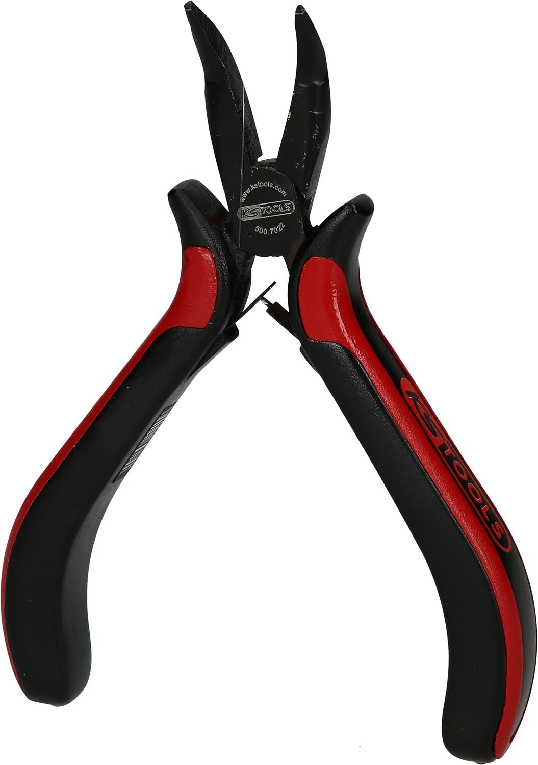 KS TOOLS 500.7022 Pince électronique à bec demi-rond coudé à 45°, 130 mm, Noir/Rouge