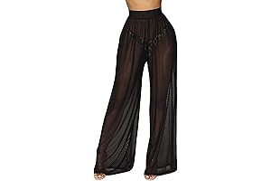 Women's Sheer Mesh Pants Swim Cover Up Pants