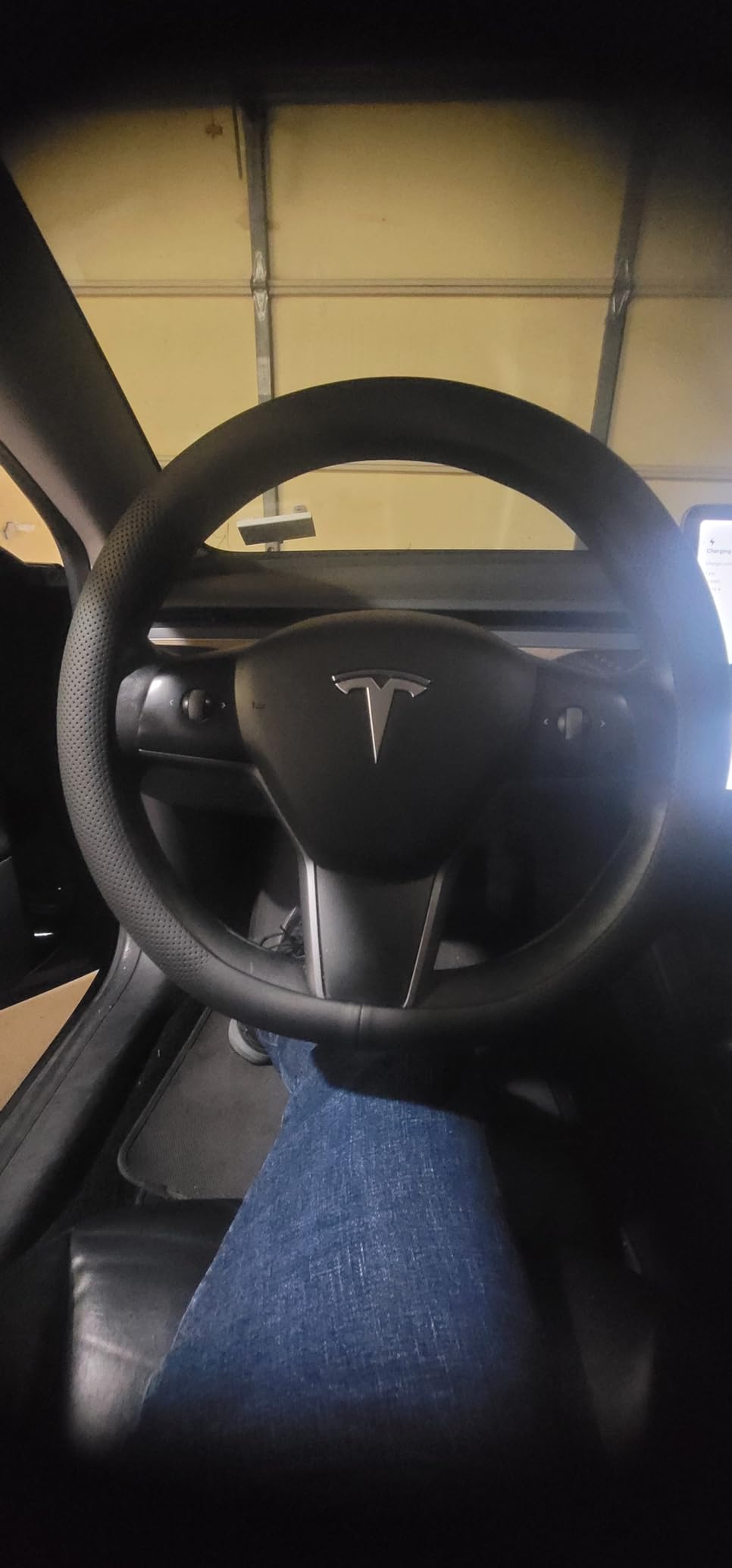 Tesla Model Y & Model 3 Nappa Leather Steering Cover – Non-Slip (2017–2026)