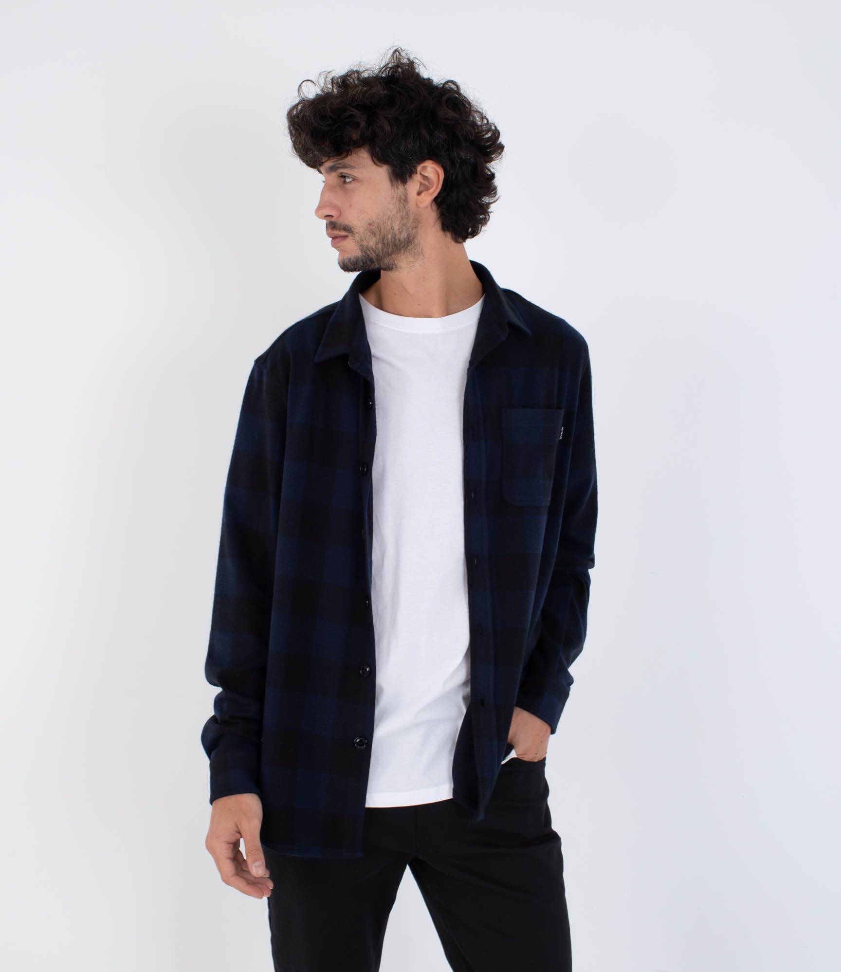 Hurley Mens Long Sleeve - Axe Knit Flannel Shirt, Blue, L EU