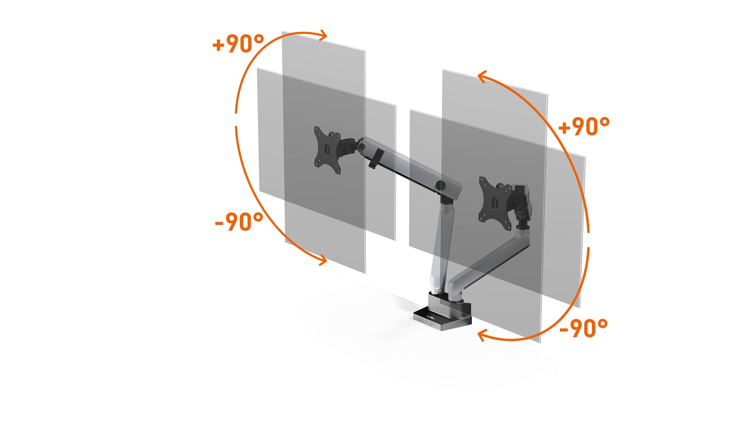 Durable Select Plus Soporte para 2 Monitores, VESA 75/100, Plata, 509723
