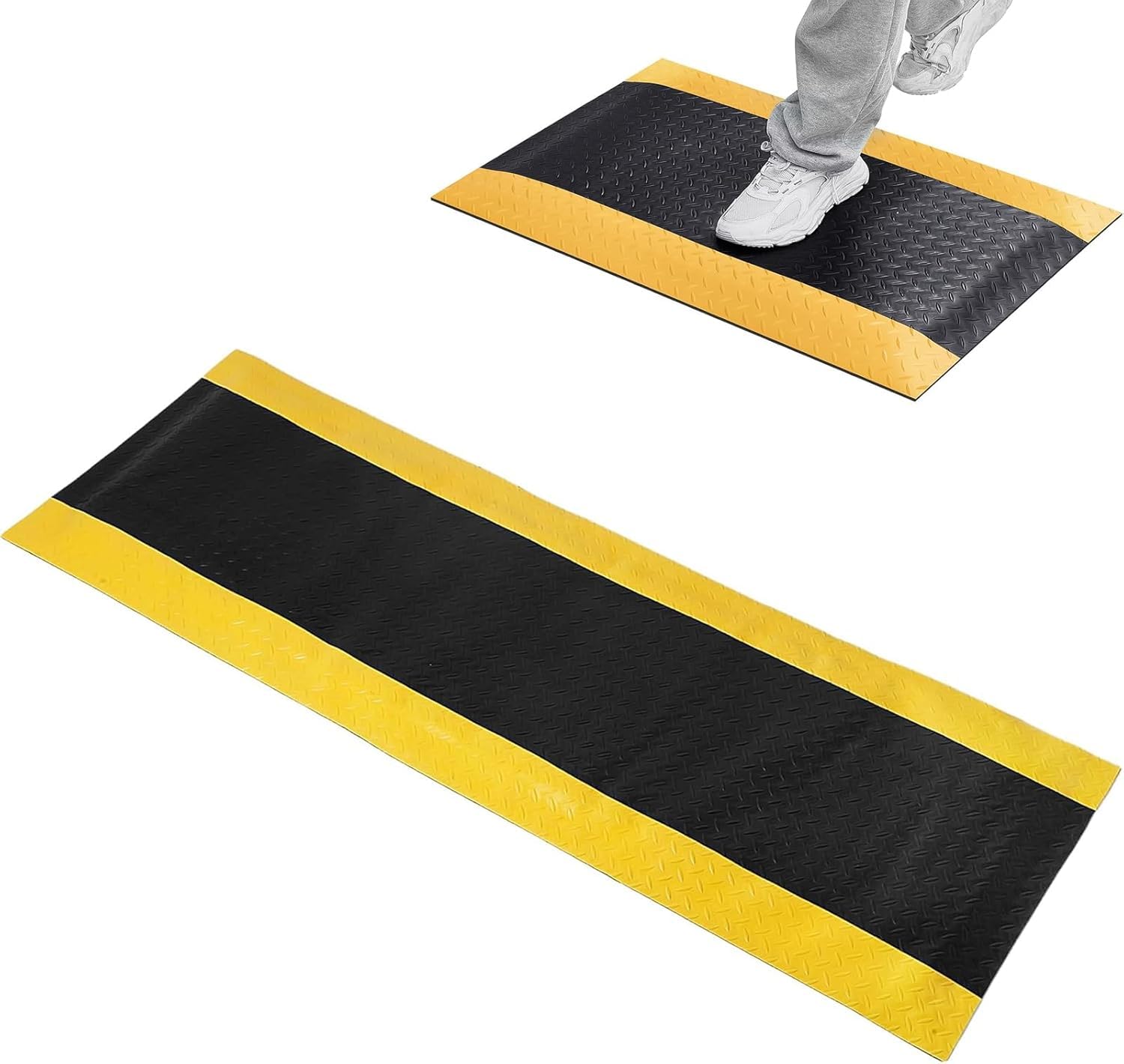 uyoyous 疲労軽減マット 産業用 快適クッション 高耐久疲労軽減 92cm*152cm 厚さ24mm 表面PVC 発泡裏地 ゴム底面 体圧分散 高耐久 防滑 冷え防止 立ち仕事用 工場 倉庫