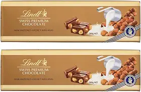 Chocolate Lindt Premium, Ao Leite c/Avelã, 2 barras de 300g