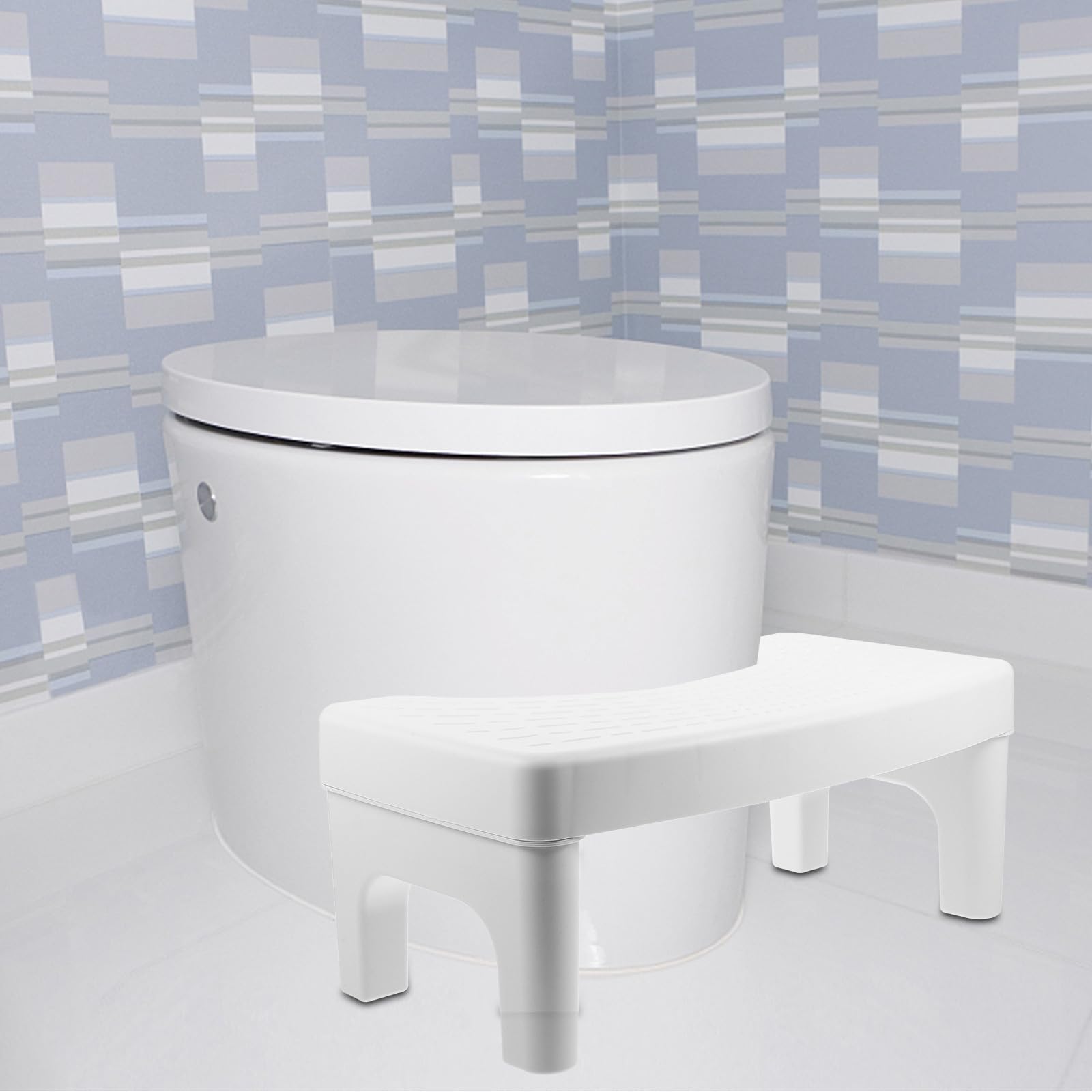 Sgabello per Wc Antiscivolo in Plastica Resistente, Poggiapiedi Ergonomico Compatto per Adulti, Supporto per Toilette in Casa, Hotel e Bagni Pubblici, Ausilio la Mobilità