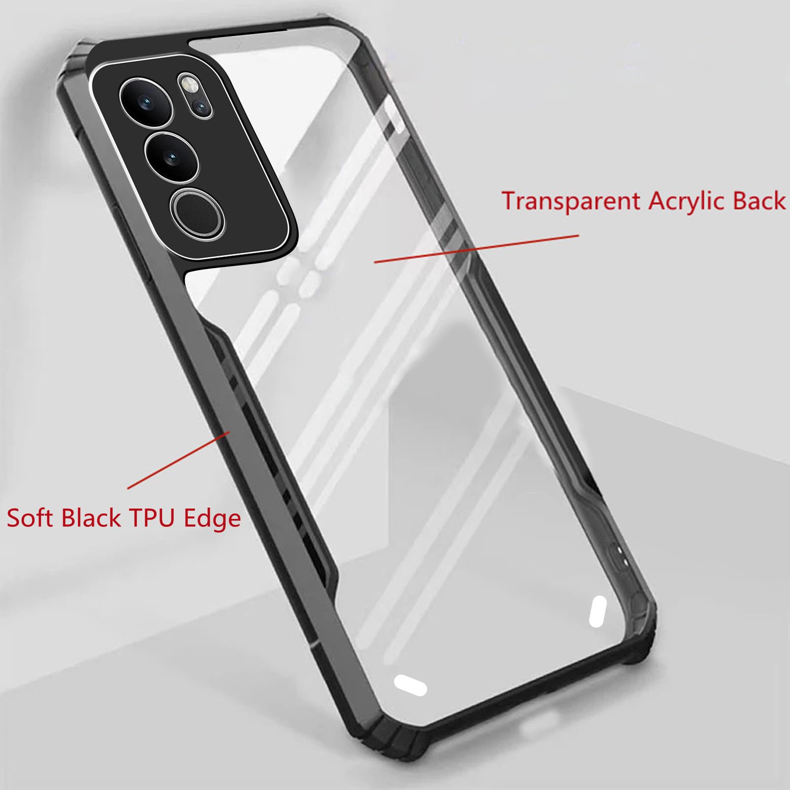 MEMELOKA Cover per Vivo V29 5G, Bordo Silicone TPU + Trasparente Rigida PC Schiena Acrilico, Antiurto & Antigraffio Custodia Protettiva per Vivo V29 5G