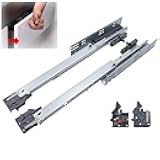 WOLWES Push to Open Drawer Slides, 1 Pair Undermount Drawer Rails, 3 Sections Full Extension, 10 12 14 16 18 20 Inch, 80 lbs Load Bearing (Size : 350mm/14in)