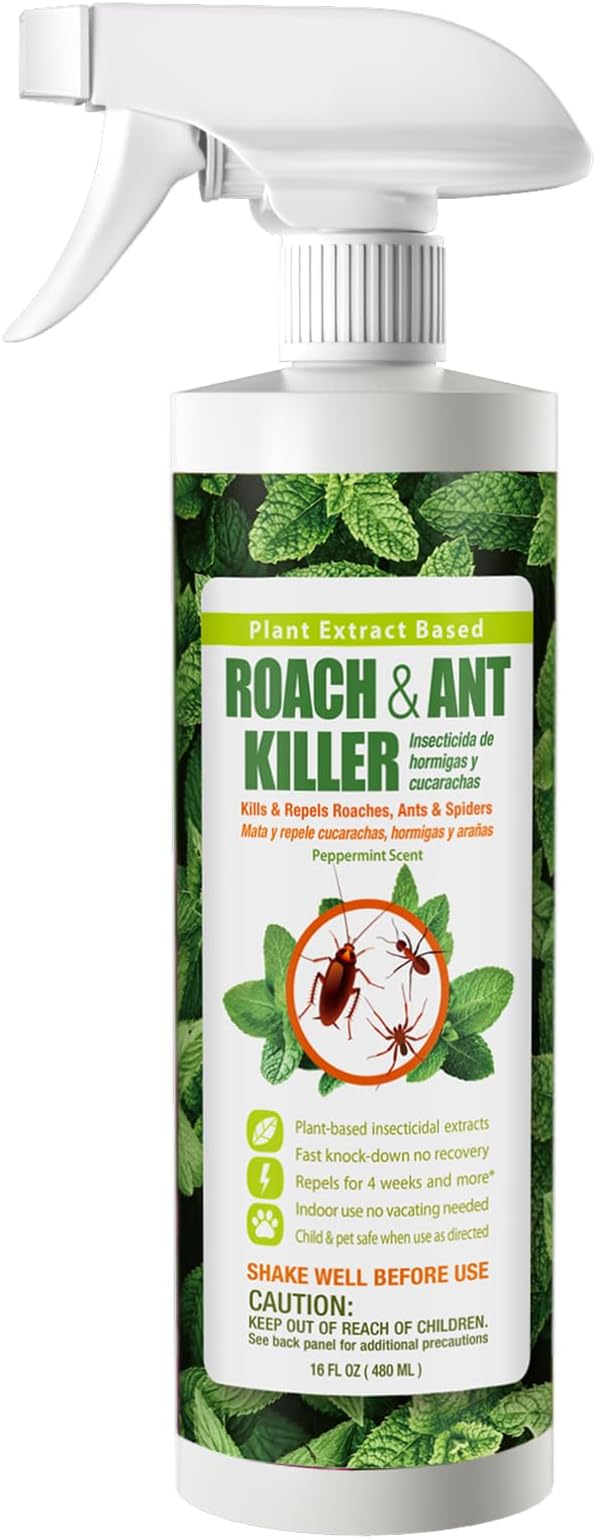 EcoVenger Roach & Ant Killer, Kills on Contact, Extended 4-Week Deterrence, Kills Ants & Other Indoor&Outdoor Crawling Insects, Natural & Non-Toxic, Pleasant Botanical Scent, Safe for Children & Pets