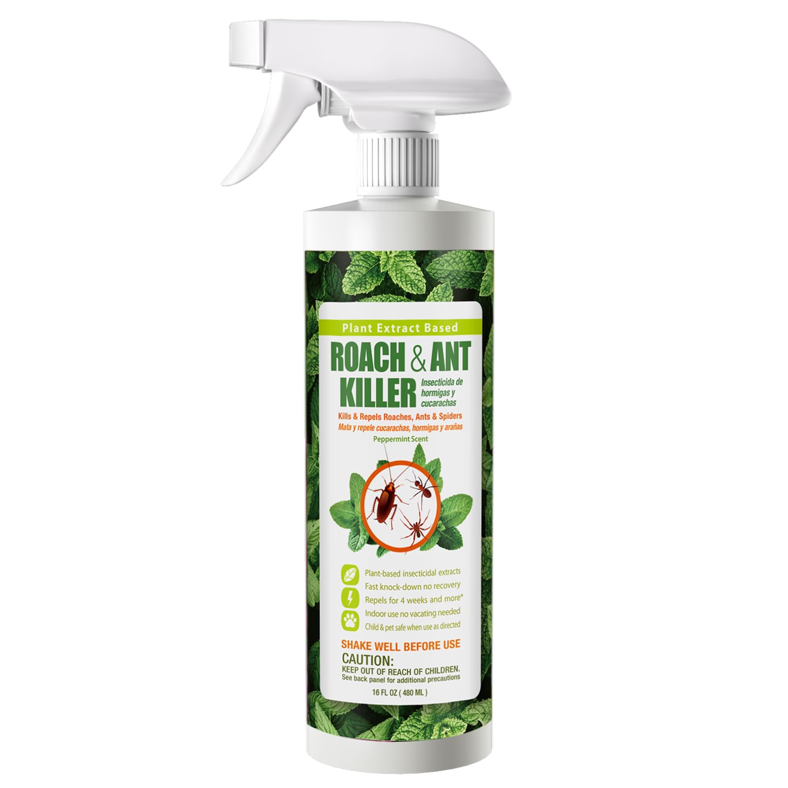 EcoVenger Roach & Ant Killer 16OZ, Kills on Contact, Extended 4-Week Deterrence, Kills Cockroaches, Ants & Other Indoor & Outdoor Crawling Insects, Peppermint Oil, Non-Toxic, Safe for Children & Pets