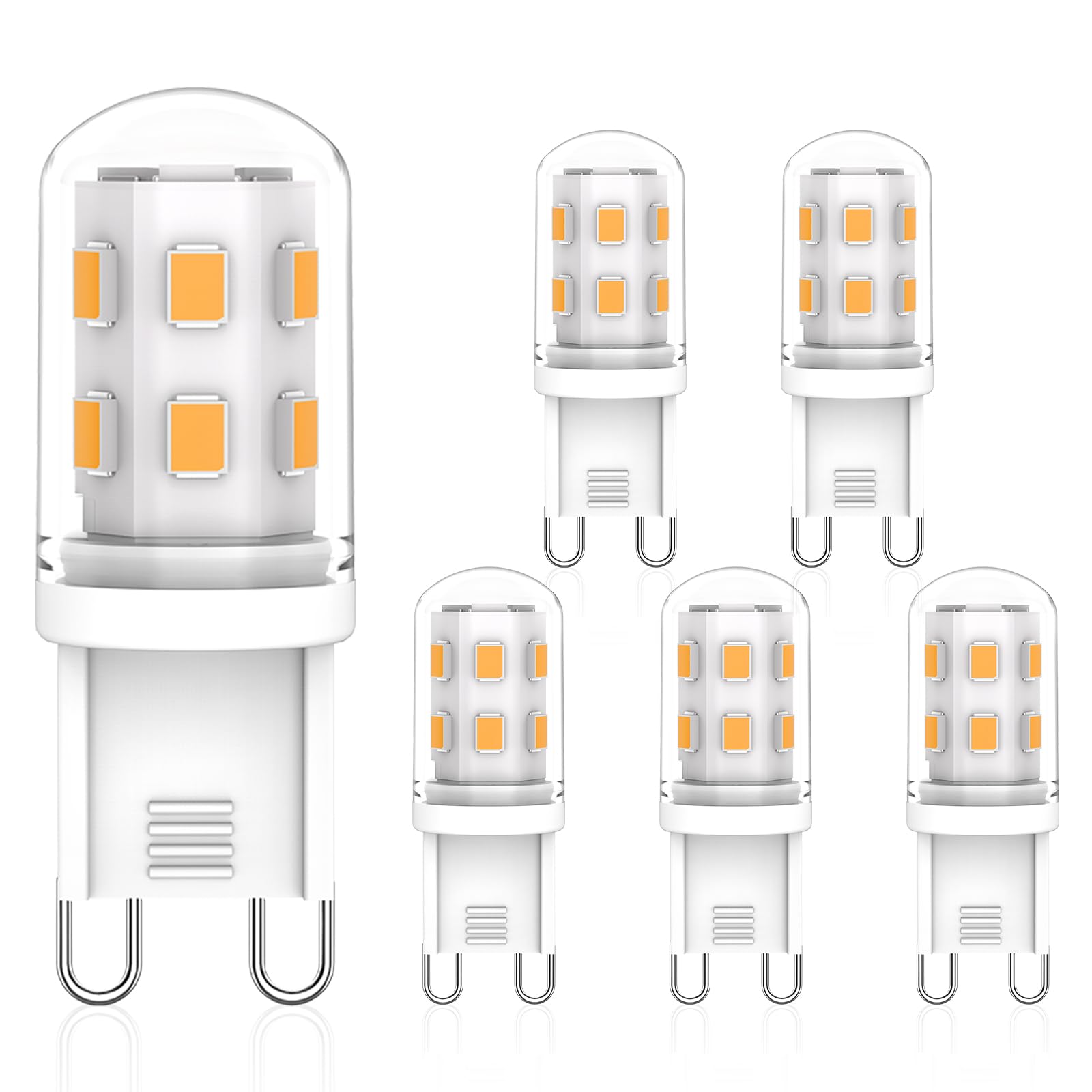 Eco.Luma G9 LED Bulbs 2W Equivalent to 20W Halogen Bulb Warm White 2700K Energy Saving Mini Light Lamps, AC 220-240V, Non Dimmable, Non Flicker, 5 Pack