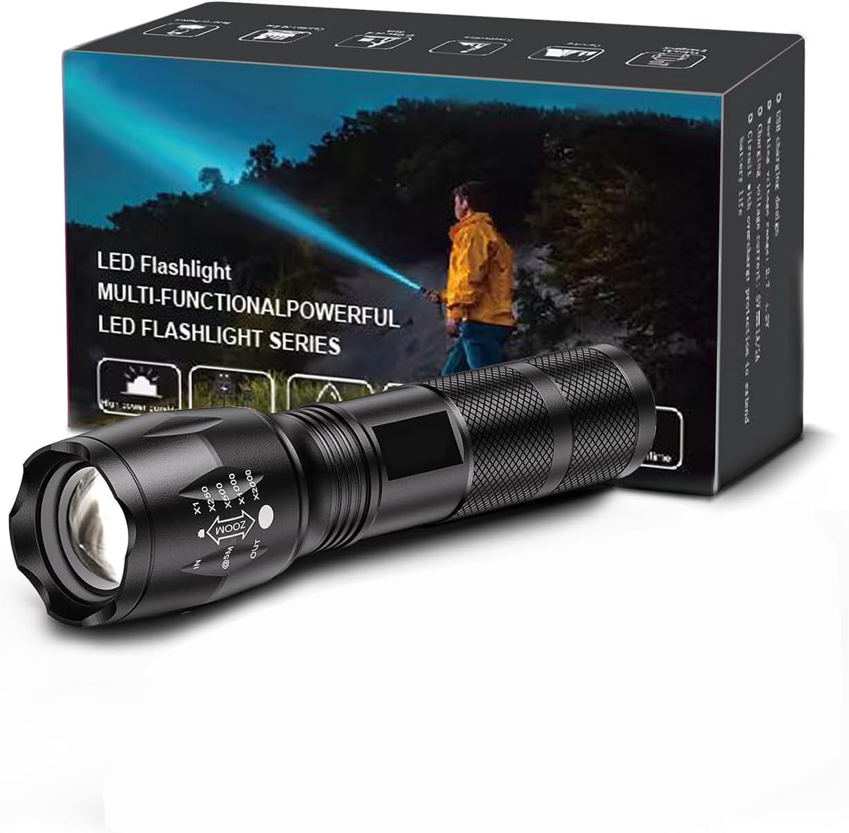 1 Pack Flashlights, Military Grade 5 Modes 3000 High Lumens Led Waterproof Handheld Flashlight for Camping Biking Hiking Outdoor and Home Use(Batteries Not Included) 1 Pack Flashlights, Military Grade 5 Modes 3000 High Lumens Led Waterproof Handheld Flashlight for Camping Biking Hiking Outdoor and Home Use(Batteries Not Included)