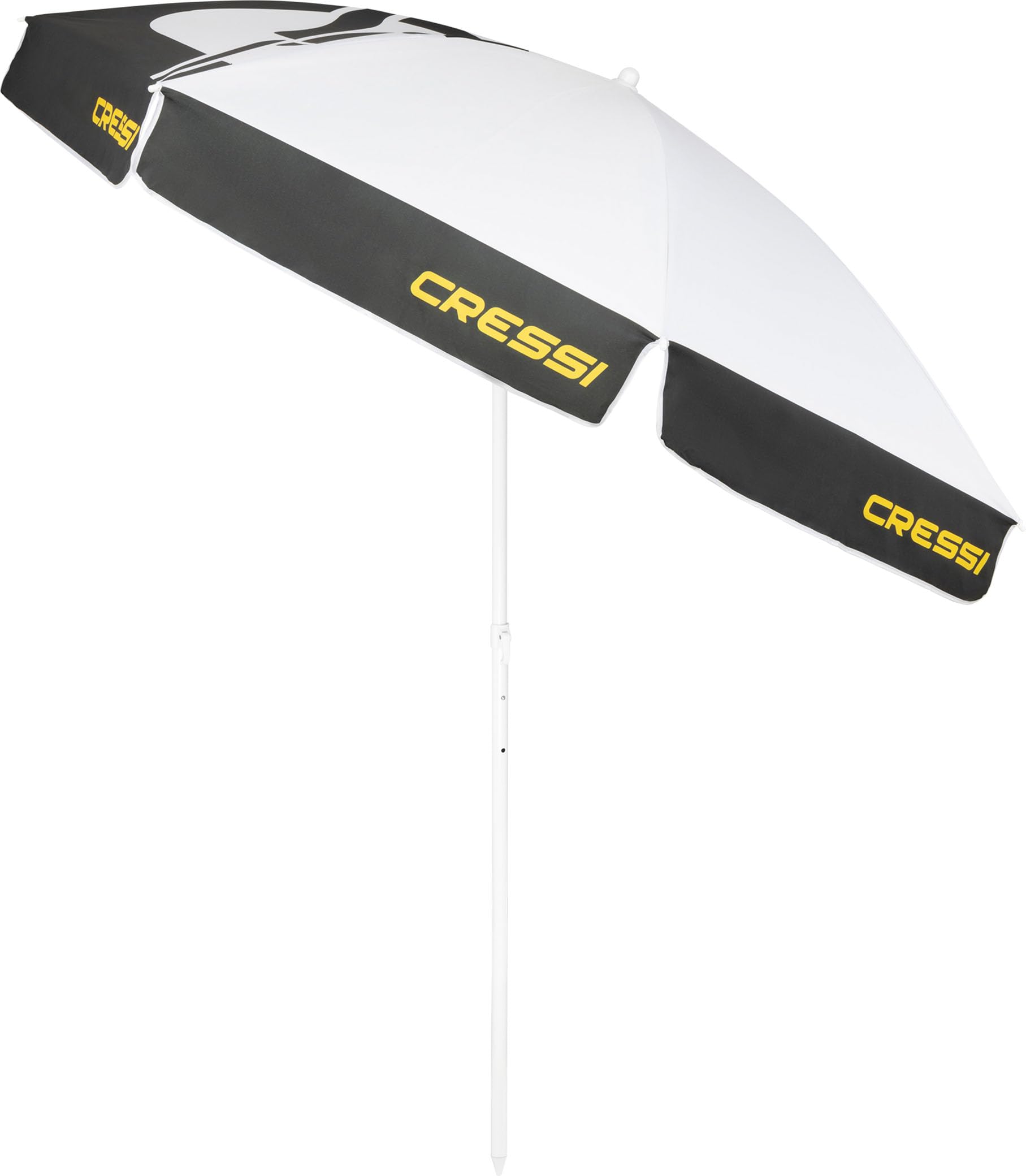 CRESSI Sunshell Pro Umbrella White/Black/Yellow - Lightweight and Portable Outdoor Parasol, Adjustable and Inclinable to Protect You from the Sun and Bad Weather, Ø 220cm, Unisex