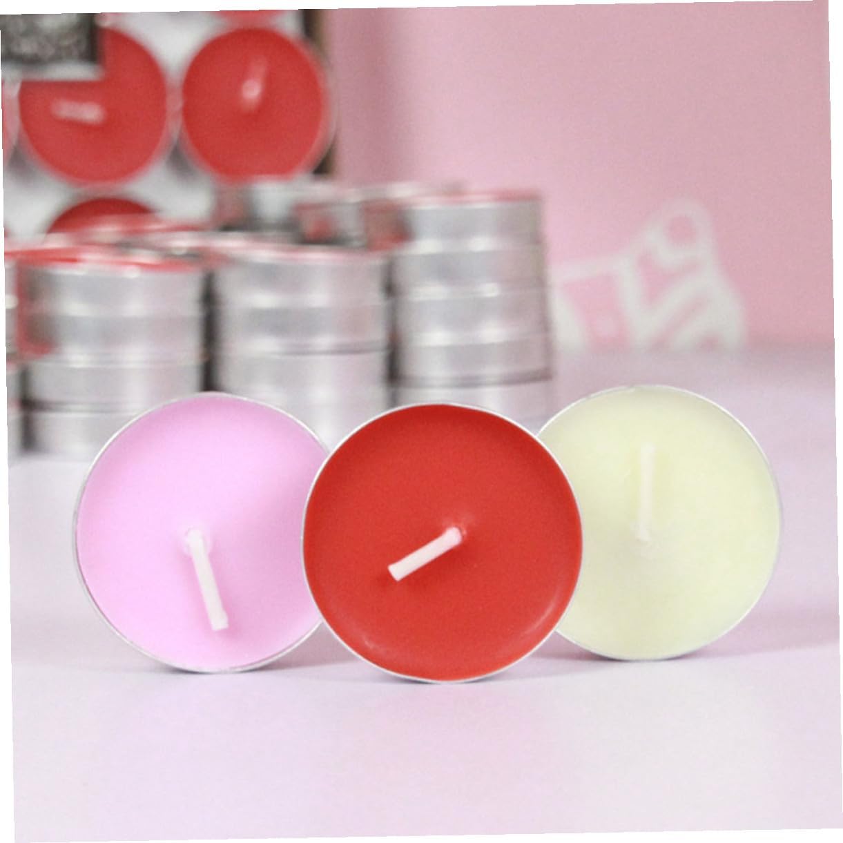 50pcs White Paraffin Tea Light Candles Smokeless Romantic Proposal Party Candles 2-Hour Burn Time for Wedding and Valentine's Day Decor