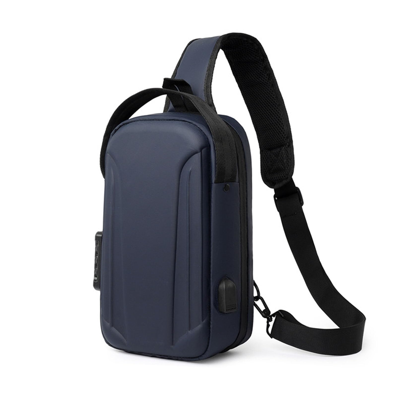 FANDARE Antifurto Zaino Monospalla Uomo Apertura di 180 gradi Borsello a tracolla pratico Marsupio urbano Moderno con USB Borsa petto organizzata Portaoggetti Borse crossbody Zaino Viaggio Sling Bag