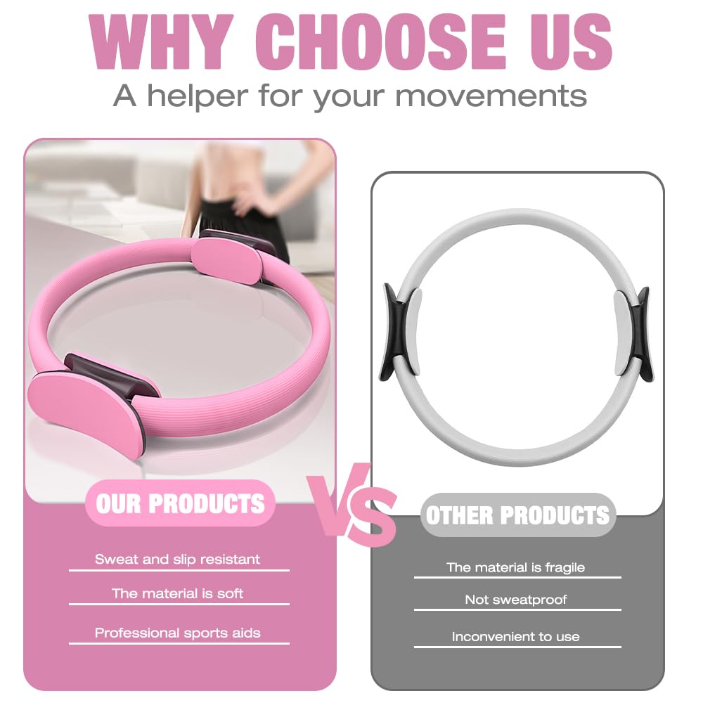 Mineup Zestaw pierścieni do pilates, 5 sztuk zestawu pilates essentials dla kobiet z piłką do jogi, pasem do jogi i paskami fitness, pierścień pilates, pierścień pilates yoga do domu, jogi, siły i