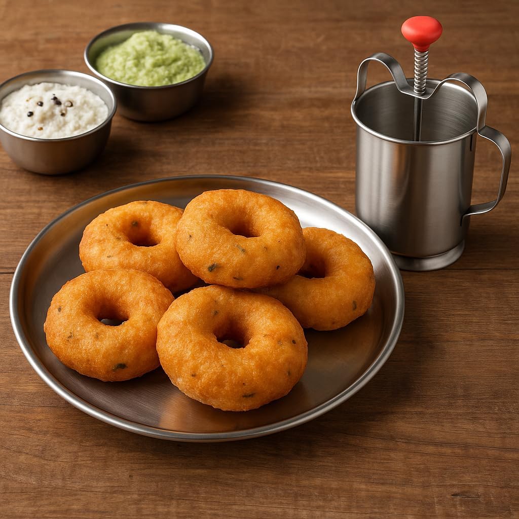 Stainless steel Medu Vada Donut Maker Dispenser Perfectly Shaped & Crispy Medu Vada, Hygienic Without Any Hassle Kitchen Gadgets Tools South Indian Dishes Utensils
