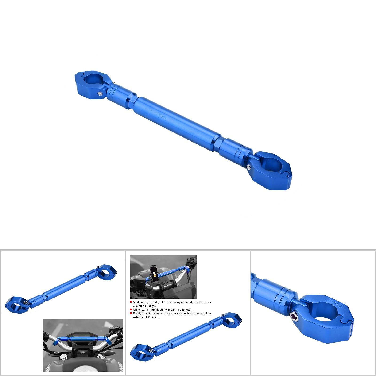 Barra de Equilibrio Universal para Motocicleta, Aleación de Aluminio, Manillar Transversal, Accesorio para Manillar de 22 Mm, Negro/Azul