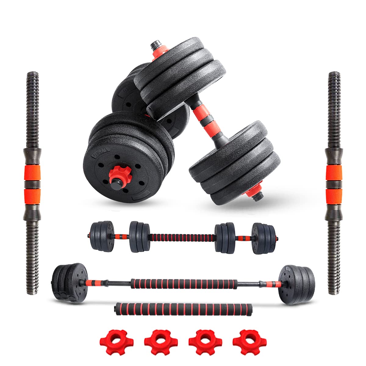 Powermax Fitness (I) Pvt. Ltd. 20P+ Adjustable Pvc Cement Dumbbells Set With Barbell Connecting Rod, Non-Slip Handle And Adjustable Weight Plates Set For Home Gym Workout, Black, 20 Kg (B09S3N38C7) Amazon Price History, Amazon Price Tracker