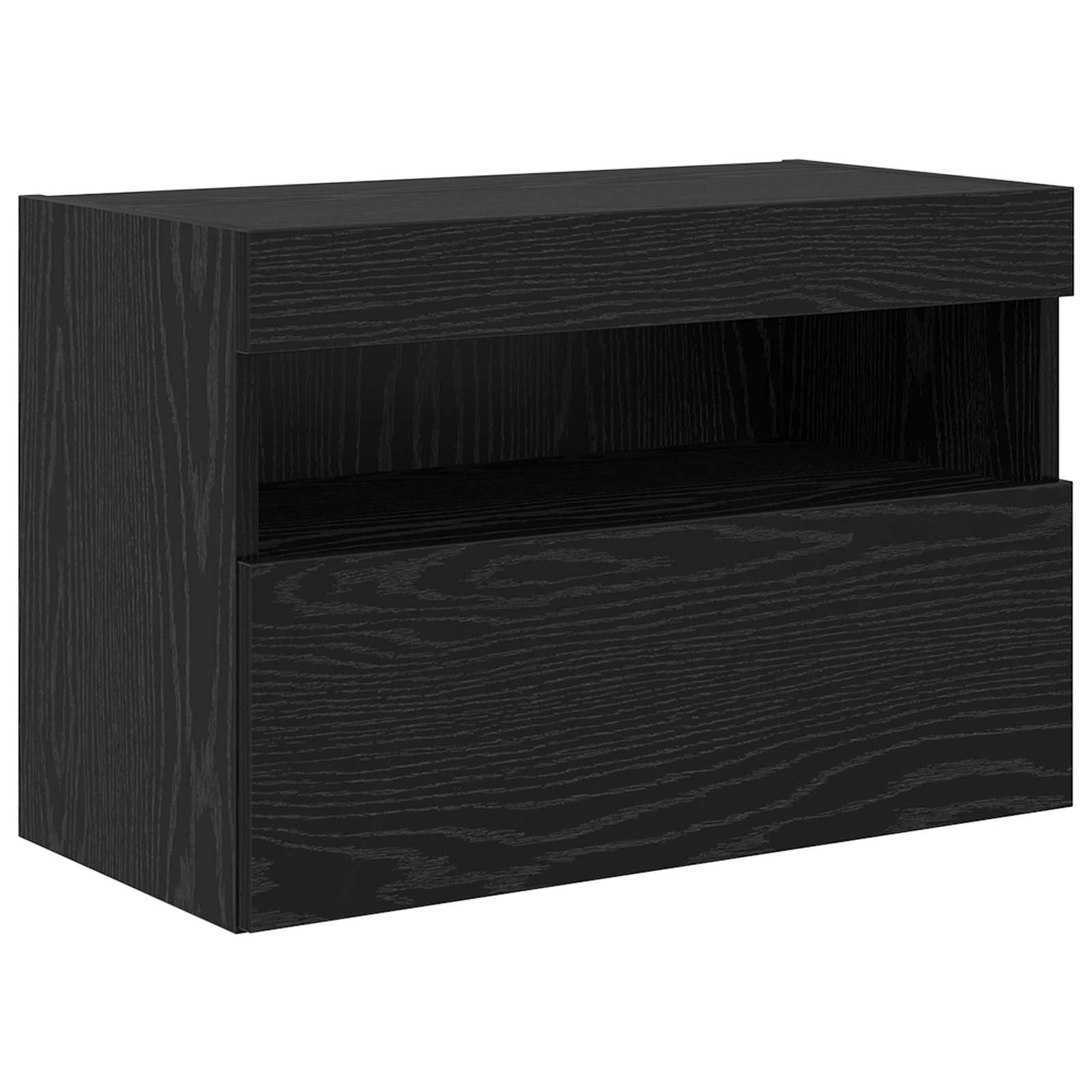 Juego de 7 armarios para TV con luces LED, aspecto de roble negro, 100 x 30 x 40 cm, diseño moderno para sala de estar, dormitorio