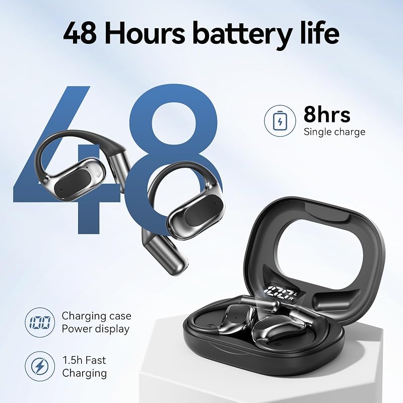 CHENRUIDA Open Ear Headphones Bluetooth Wireless Over Ear Earbuds(Black) image 4