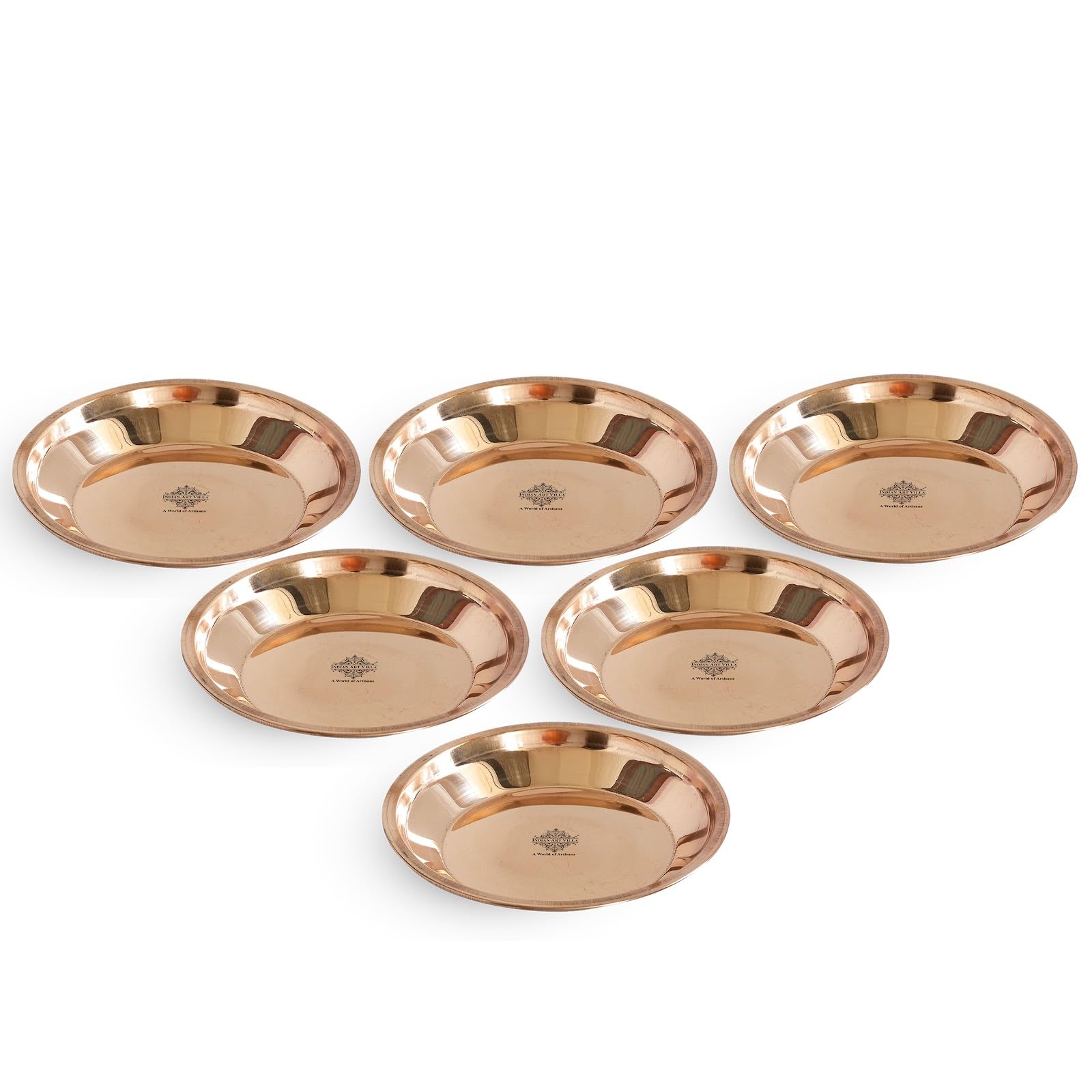 Indian Art Villa Copper Pooja Thali Plate, Poojan Purpose, Spiritual Gift Item, 8