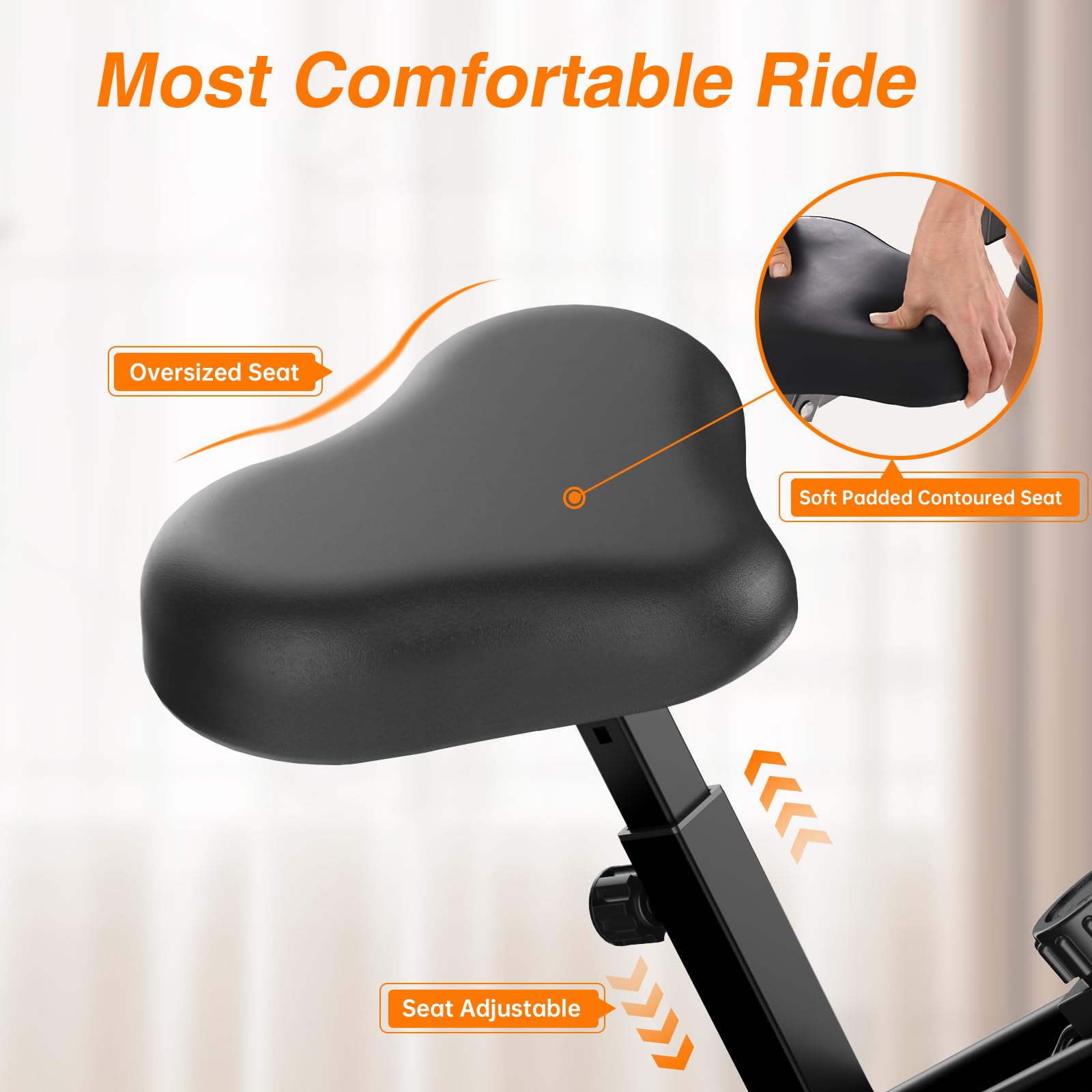 Dskeuzeew 4 in 1 Faltbarer Heimtrainer, 16 Magnetischer Widerstand Heimtrainer mit Herzfrequenzsensoren, Einstellbares Fitnessbike mit LCD - Faltbares stationäres Fitnessfahrrad für Indoor-Radfahren