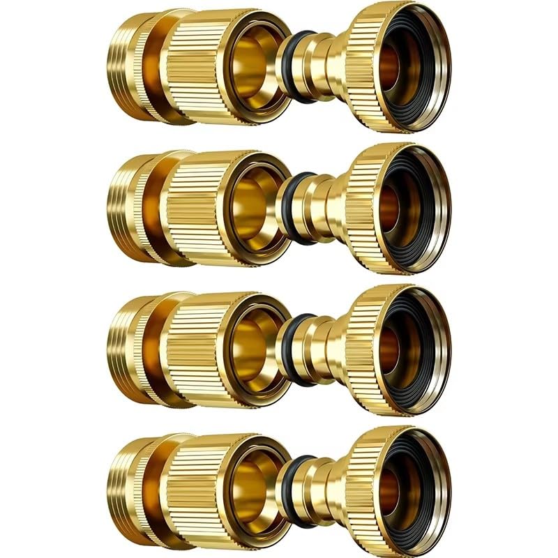 4 set di raccordi rapidi for tubo in ottone, connettore del tubo a rilascio, adatto for tubi da giardinaggio da 3/4", set di disconnessione rapida del tubo da giardino(US Standard)