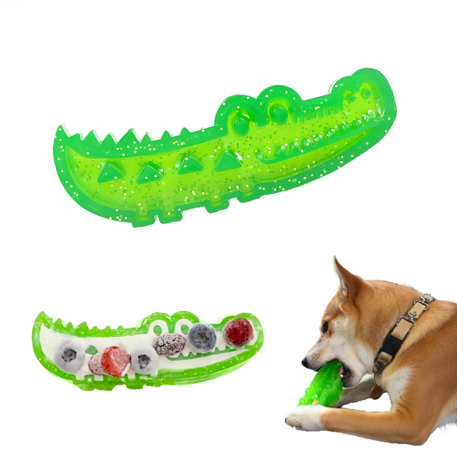 YoPoll Slow-Feed Chew & Fetch Crocodile Dog Toy, Dogs Slow Feeder Puzzle, reat Dispensing Dog Toys Promotes Slow Eating, Reduces Stress,Perfect for Fetch,Chewing & Training (Small)