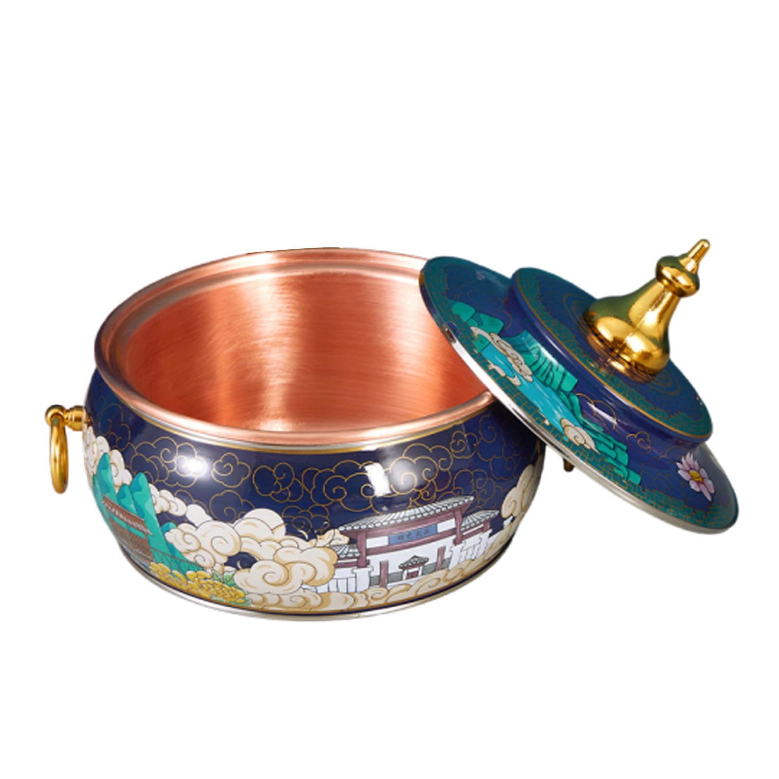 asdchZen Hot Pot Beijing Chinese Copper Chafing Dishes Single Person Small Copper Potshabu Shabu Pot Cloisonne Hot Pot For Electric Induction,E,G