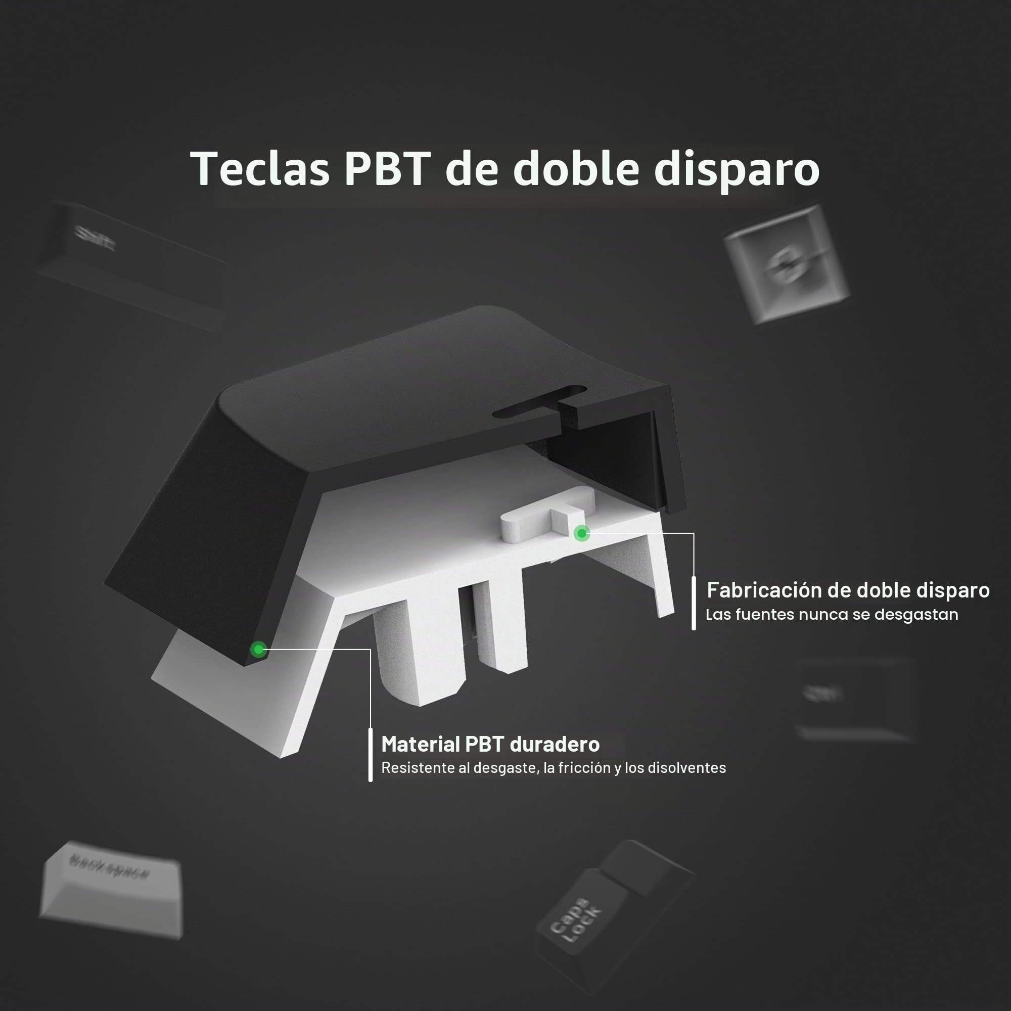 Teclas japonesas de 132 Teclas Negro Blanco Keycap Cherry Profile Double Shot Keycaps Minimalista Compatible con GH60 / GK64 / GK61 / 68/87/104 Teclado