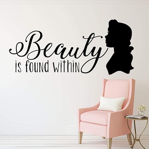 Beauty and the Beast Decoration - "Beauty is Found Within" Quote from Belle - Children and Teen Home Decor For Bedroom, Girl's Room, Nursery,