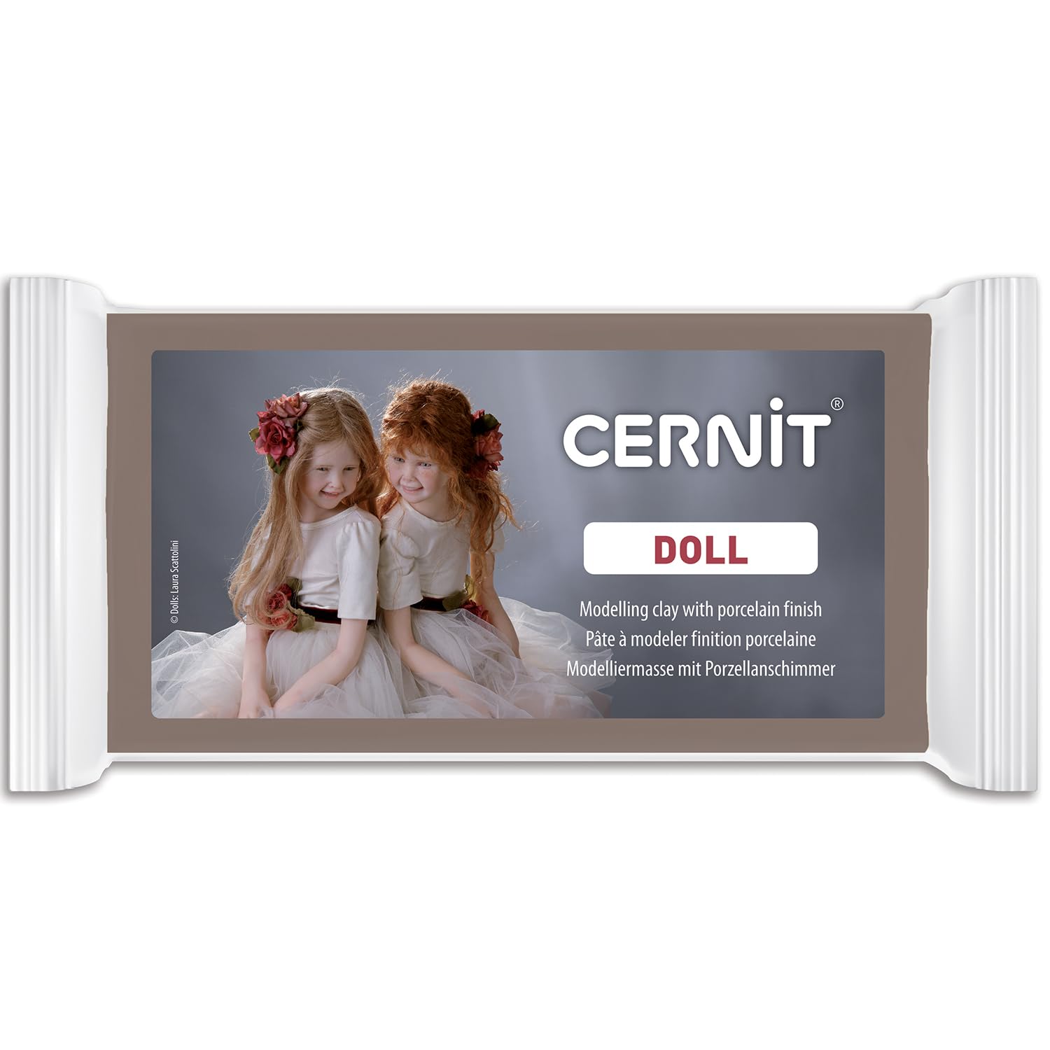 CERNIT CE0950500808C - A Pack of Polymer Clay - Translucent Doll Range - Modelling and Baking Clay - Nougat colour - 500 g block - Manufactured in Belgium