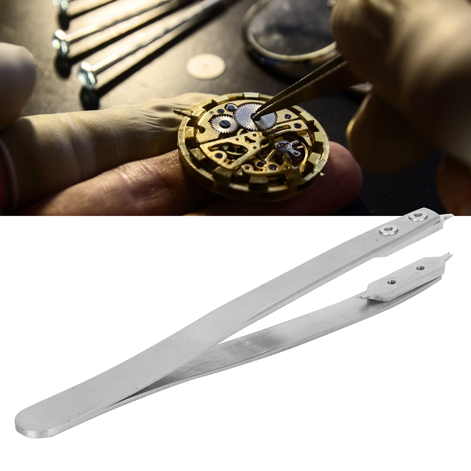 Pinzette a forma di V per anse a molla per orologio, strumento di ricambio per cinturino, design in lega per riparazioni domestiche/viaggi, lunghezza 11 cm