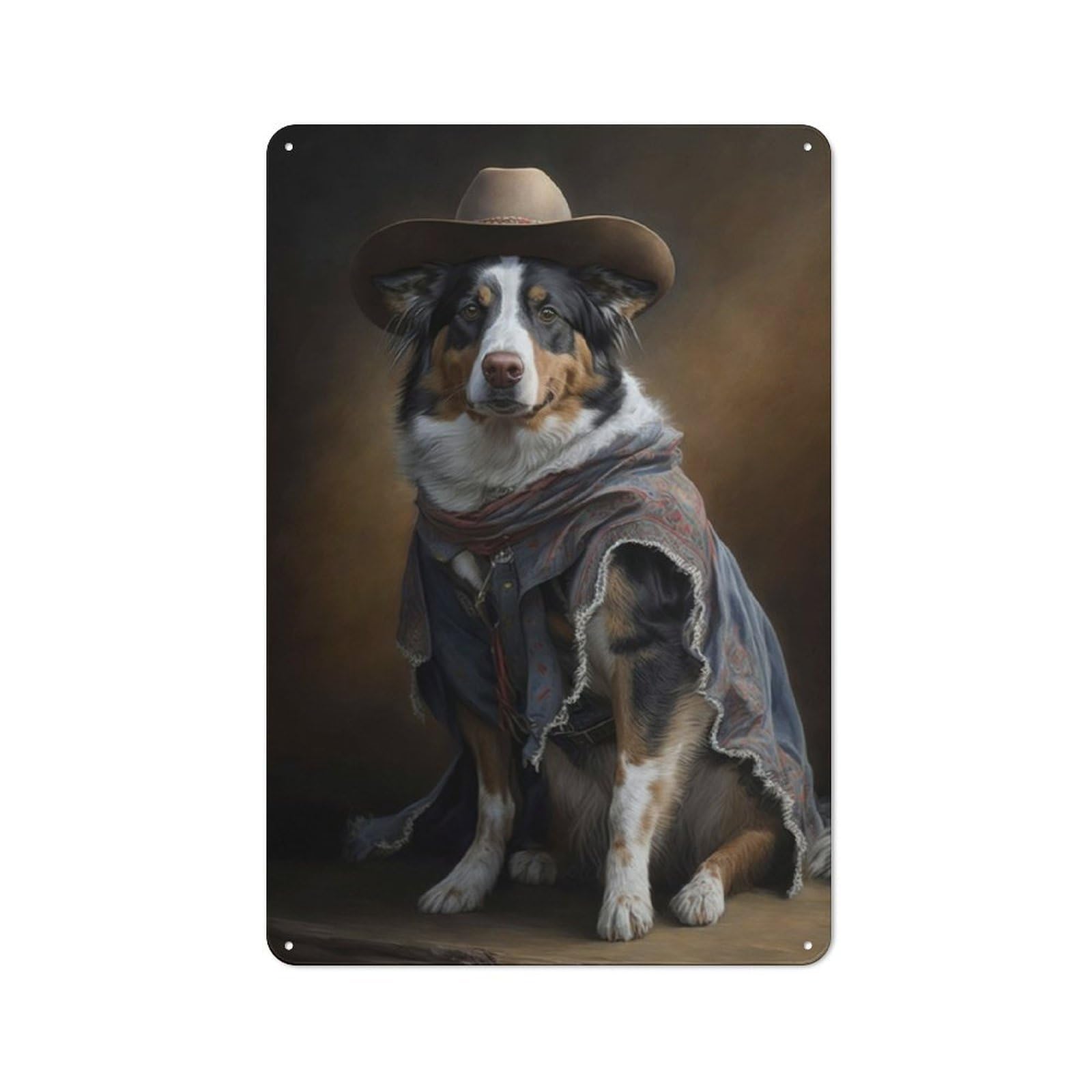 Junmoney Cowboy Dog For Garden Room Or Summerhouse, Vintage Tin Sign 30X20cm, A Metal Wall Feature For Garden Rooms And Summerhouses
