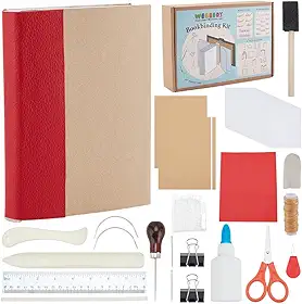 WEBEEDY Kit de encadernação para iniciantes, 64 peças, kit básico de encadernação DIY com instruções para iniciantes, ferramentas completas de encadernação para encadernação DIY, suprimentos de