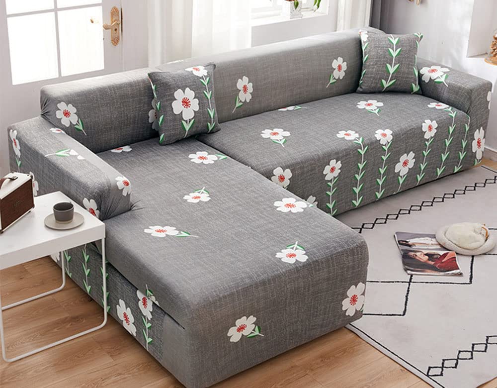 Housse pour canapé sectionnel en forme de L, idéale pour un salon familial propre et moderne