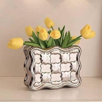 Amazon.co.jp: 花瓶 陶器 おしゃれ F 一輪挿し シルバー