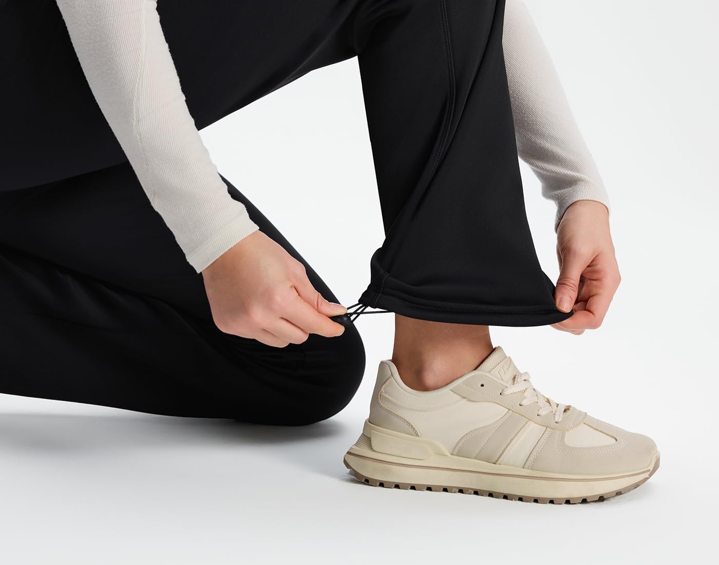 Yogipace Women's Petite/Regular/Tall Water Resistant Thermal Fleece Pants, Winter Lounge Running Sweatpants with Pockets - Image 3