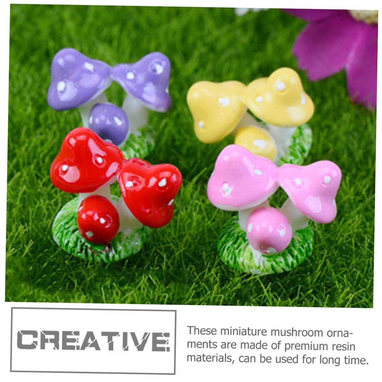 DIYOMR 5 Funghi In Resina Per Decorazioni Giardino, Casa, Terrari, Bonsai, Paesaggi In Miniatura, Multicolore - 2