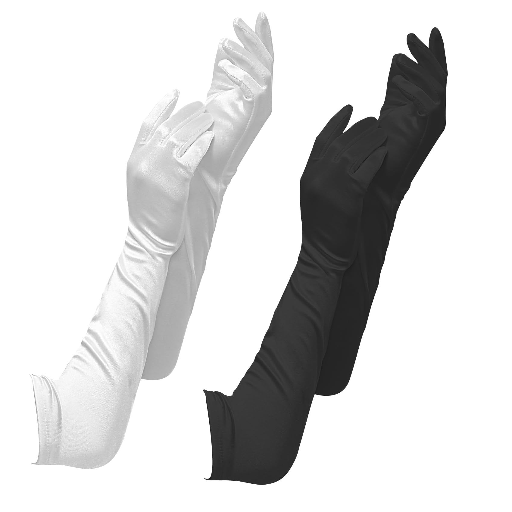 black satin gloves for dress UltraShort Satin Gloves: Black main image 1