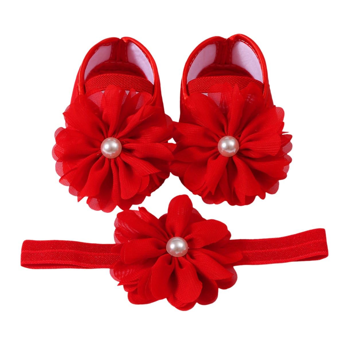 syga Baby Flower Pearl Hairband & Shoes Set Soft, Comfortable Fit for Ages 3-18 Month-old's | Ideal for Newborns & Toddlers-picture-32