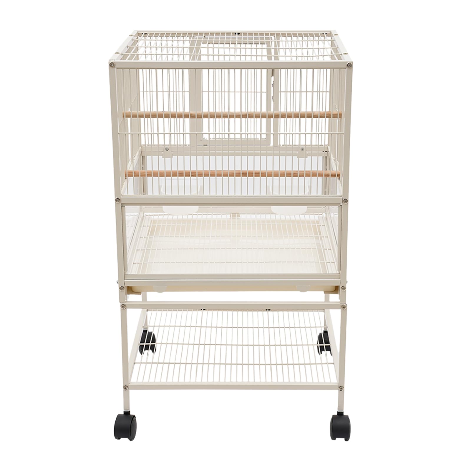 Jaula de pájaros de acero al carbono blanco, jaula de vuelo para pájaros, jaula de pájaros, de pie, para pájaros pequeños y medianos 48,5 x 46 x 83 cm